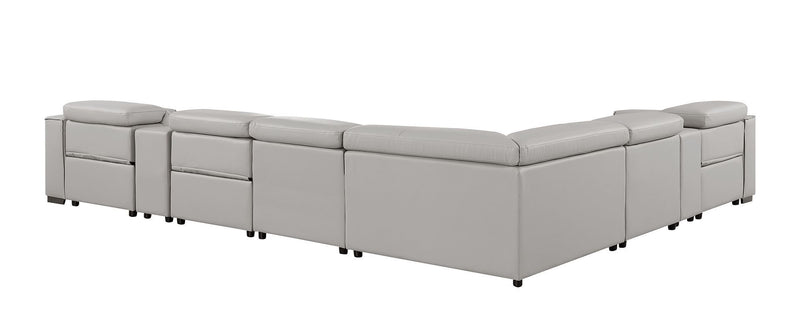 1208 - 8 Piece L Shaped Leather Sectional With 3 Power Recliners & Power Headrests