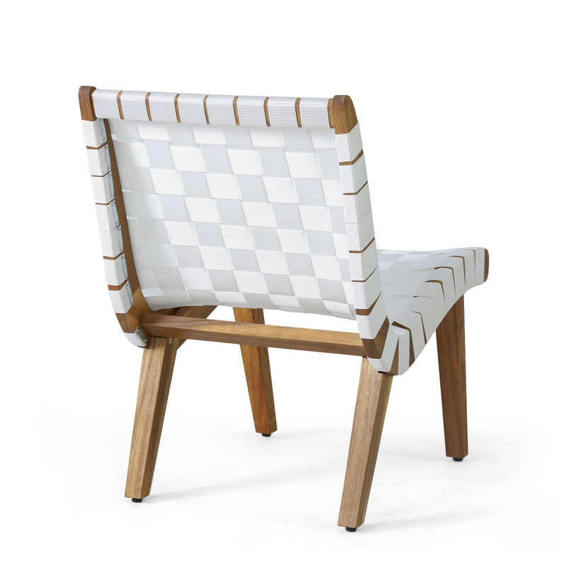 Noble House outdoor 3-piece rope weave patio seating set with cushioned chairs and table on a patio outdoor space