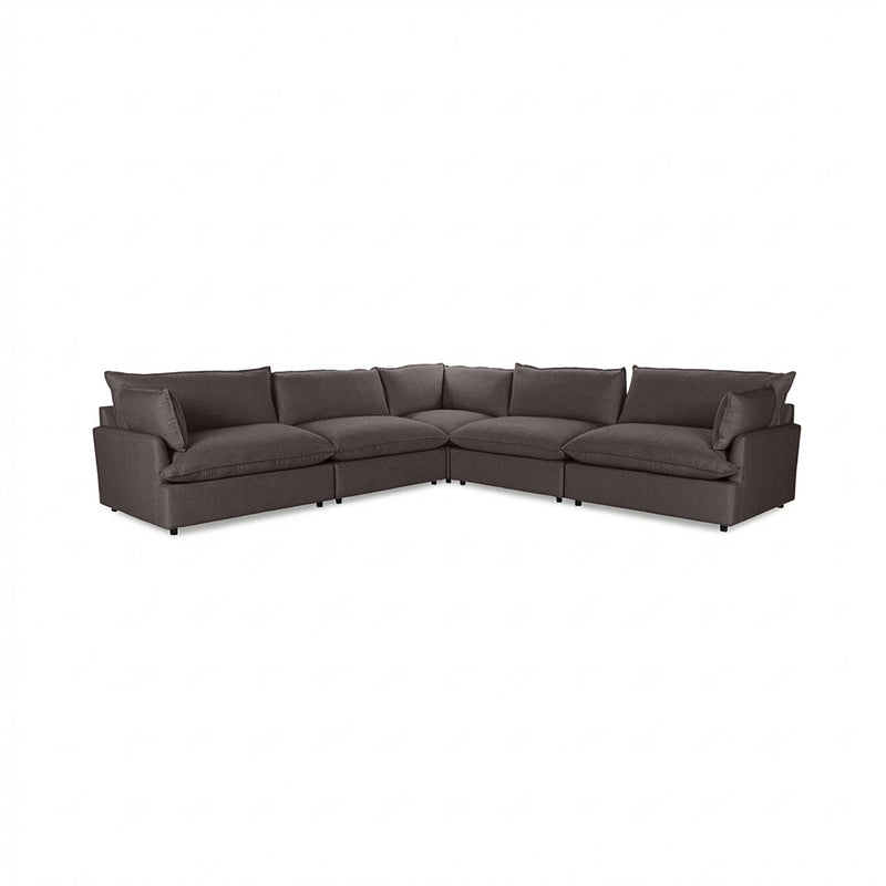 Classic Home Caplan modular sectional sofa with plush cushions and neutral fabric, showcasing its stylish stationary design.