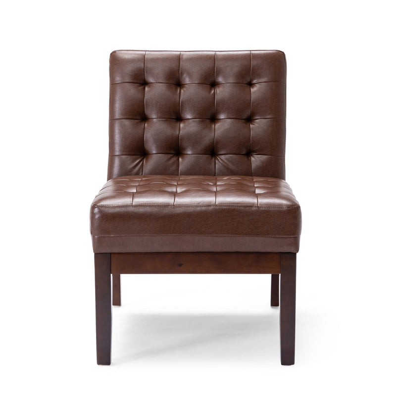 Contemporary Accent Chair With Tufted Waffle Stitch - Dark Brown - R&R Furniture Gallery (Fountain Valley, CA)