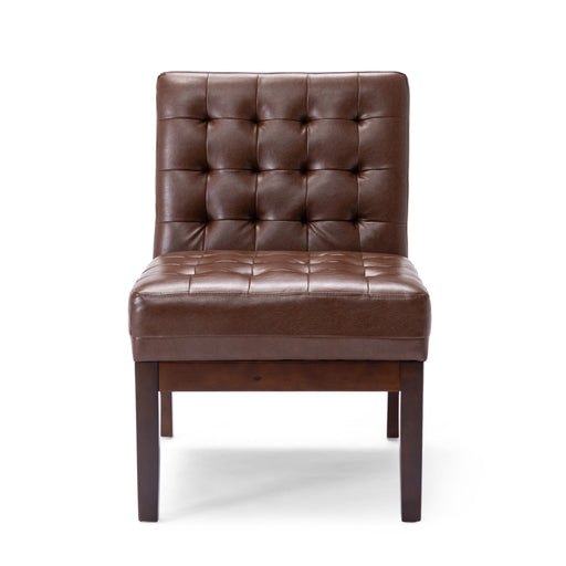 Contemporary Accent Chair With Tufted Waffle Stitch - Dark Brown - R&R Furniture Gallery (Fountain Valley, CA)