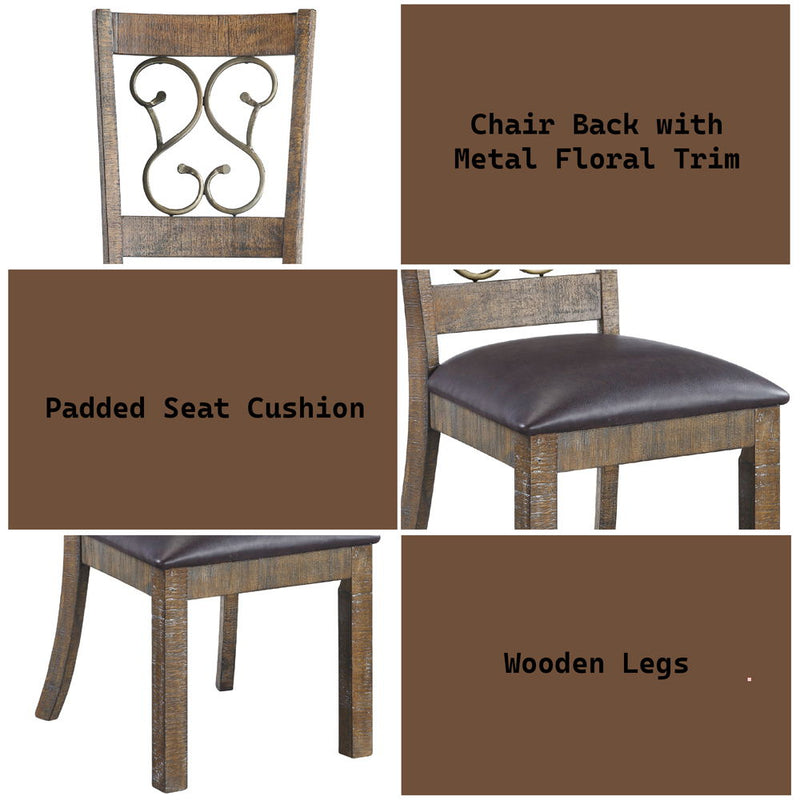 Raphaela - Side Chair (Set of 2) - Black Synthetic Leather & Weathered Cherry - R&R Furniture Gallery (Fountain Valley, CA)