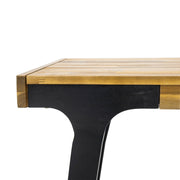 Pair of Noble House teak dining benches set, showcasing natural wood grain and sleek design for indoor or outdoor dining spaces.