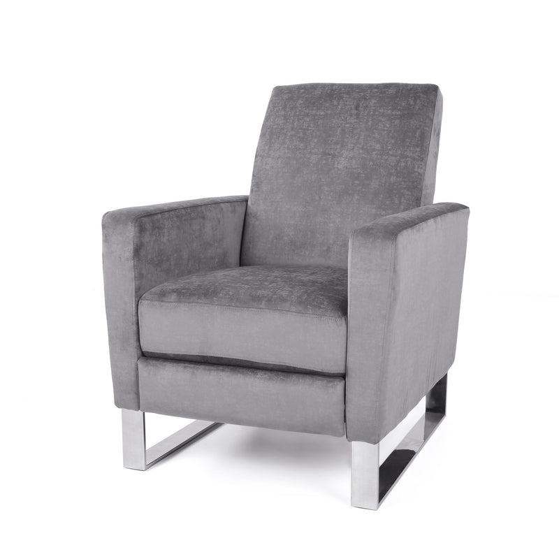 Bolt - Upholstered Recliner Chair With Stainless Steel Base - Gray / Chrome - R&R Furniture Gallery (Fountain Valley, CA)