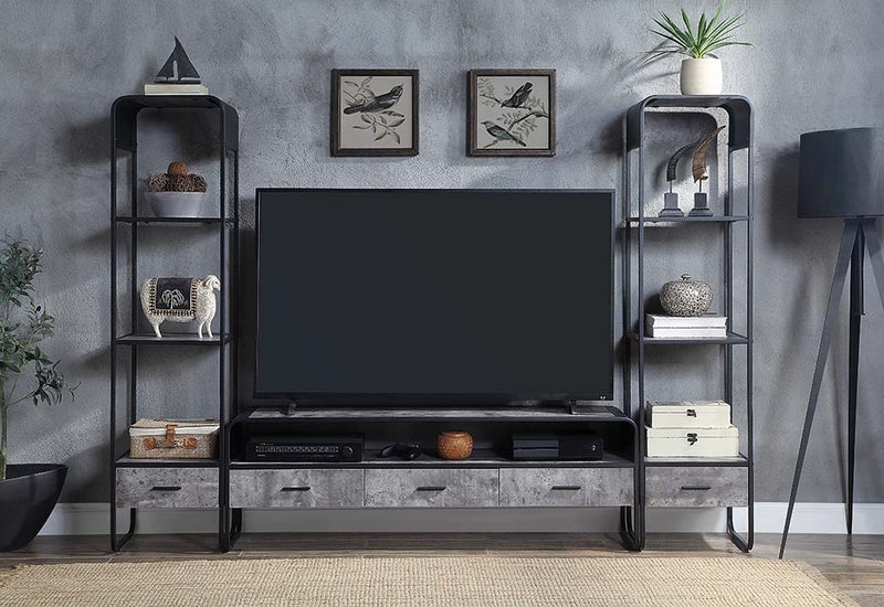 Raziela - TV Stand Side Pier - Concrete Gray & Black - R&R Furniture Gallery (Fountain Valley, CA)