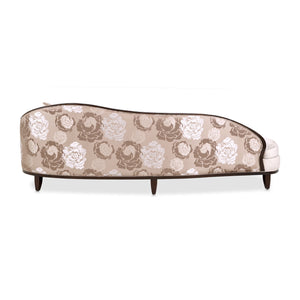 Camellia Field - Asymmetrical Velvet Sofa - Beige / Dark Brown - R&R Furniture Gallery (Fountain Valley, CA)