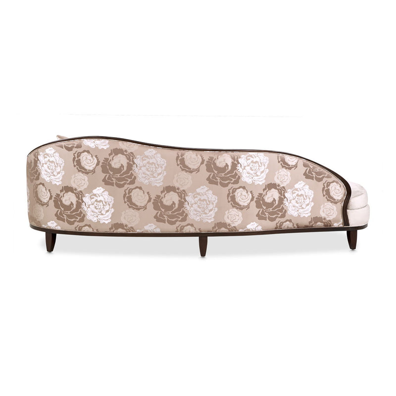 Camellia Field - Asymmetrical Velvet Sofa - Beige / Dark Brown - R&R Furniture Gallery (Fountain Valley, CA)