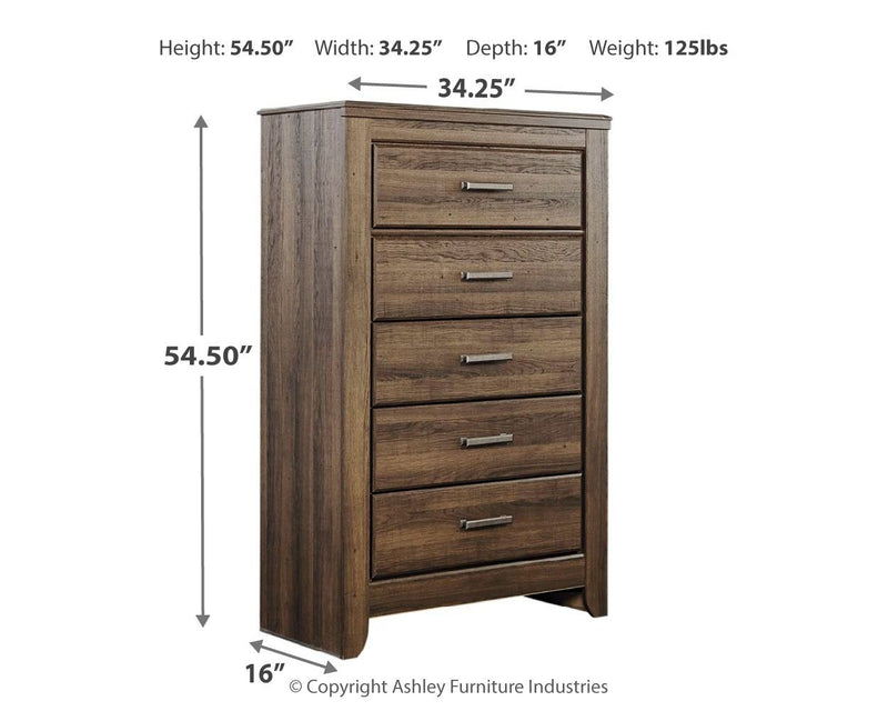 Juararo - Five Drawer Chest - Dark Brown - R&R Furniture Gallery (Fountain Valley, CA)