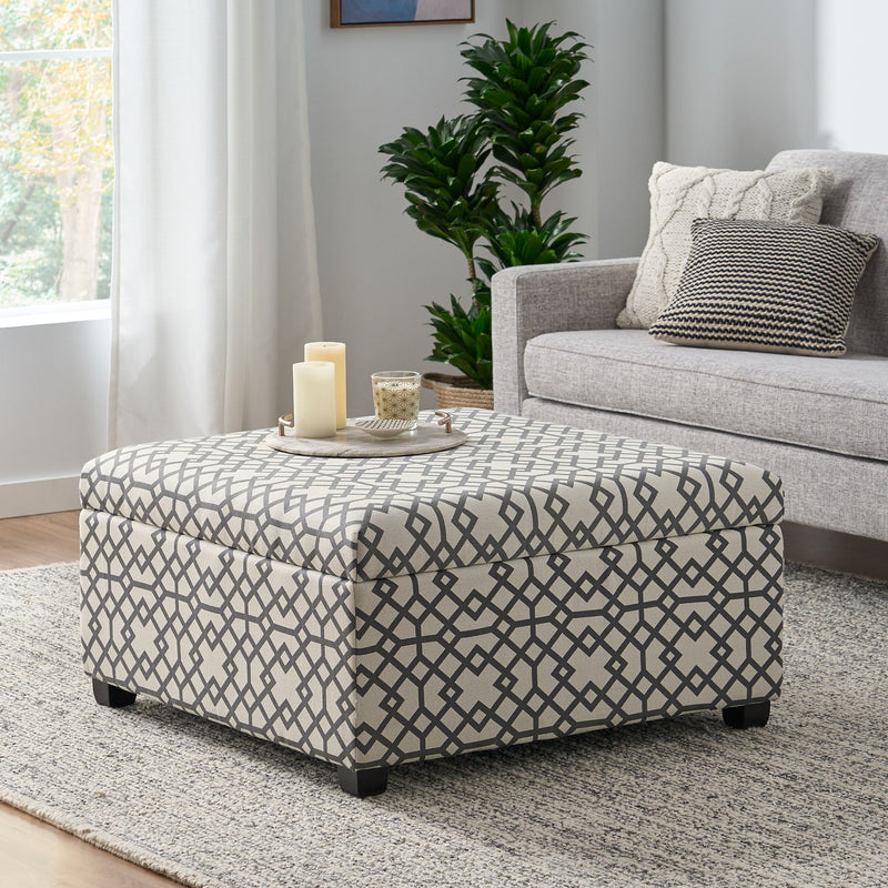 Richmond - Storage Ottoman With Unique Pattern And Ample Storage - Gray - R&R Furniture Gallery (Fountain Valley, CA)