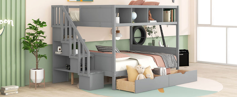 Bunk Bed With Shelfs, Storage Staircase And 2 Drawers - R&R Furniture Gallery (Fountain Valley, CA)