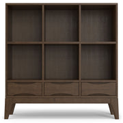 Harper - Low 6 Cube Storage With Drawers - Walnut Brown - R&R Furniture Gallery (Fountain Valley, CA)