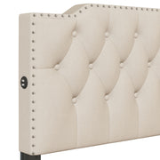 Upholstered Platform Bed With 2 Drawers And 2 Sets Of USB Ports On Each Side, Fabric - R&R Furniture Gallery (Fountain Valley, CA)