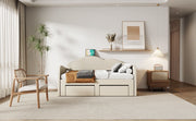 Upholstered Daybed With Cloud-Shaped Backrest, Trundle & 2 Drawers And USB Ports - R&R Furniture Gallery (Fountain Valley, CA)