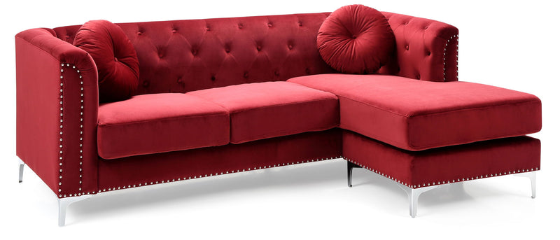 Glory Furniture soft microfiber suede sofa chaise in a stationary sectional with plush cushions and a modern design.
