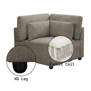 Rylie - Modular Wedge With 3 Pillows - Brown Linen - R&R Furniture Gallery (Fountain Valley, CA)