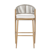 Outdoor Bar Height Metal Frame Counter Stools With Scallop Shaped Backrest & Water Resistant Cushions - R&R Furniture Gallery (Fountain Valley, CA)