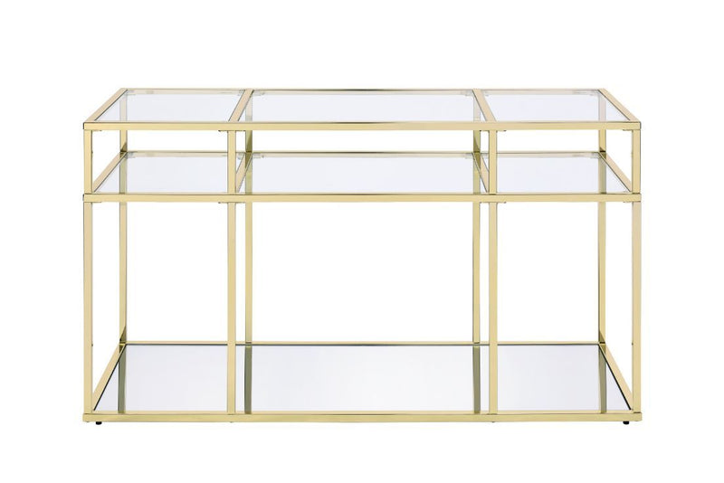 Uchenna - Sofa Table - Clear Glass & Gold - R&R Furniture Gallery (Fountain Valley, CA)