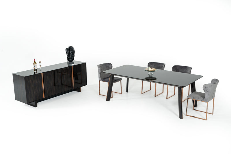 Chadwick Modern Ebony & Rosegold Dining Table — view 3