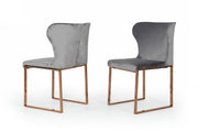 Chadwick Modern Grey Velvet & Rosegold Dining Chair — view 4