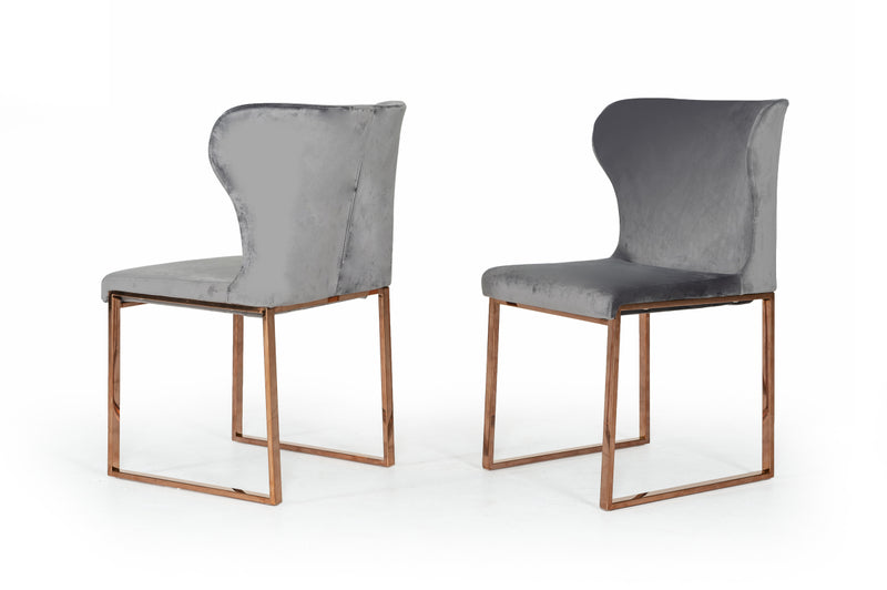 Chadwick Modern Grey Velvet & Rosegold Dining Chair — view 4