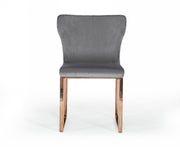 Chadwick Modern Grey Velvet & Rosegold Dining Chair — view 3
