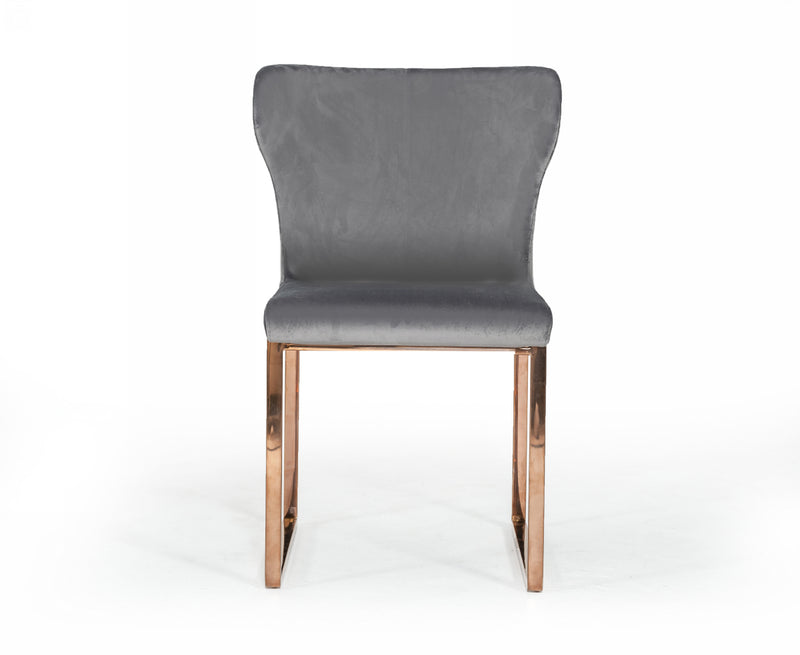 Chadwick Modern Grey Velvet & Rosegold Dining Chair — view 3