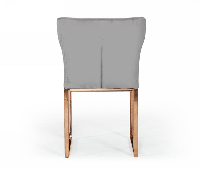 Chadwick Modern Grey Velvet & Rosegold Dining Chair — view 2