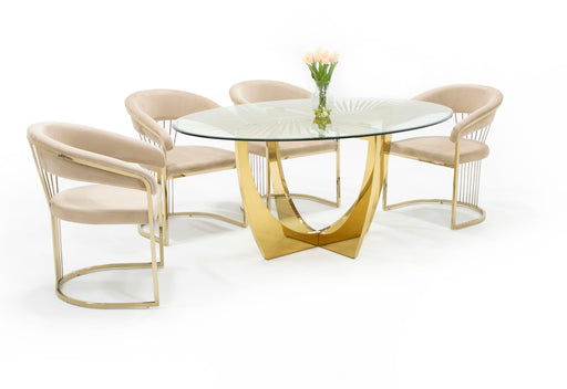 Chambers - Glass & Gold Dining Table — view 2