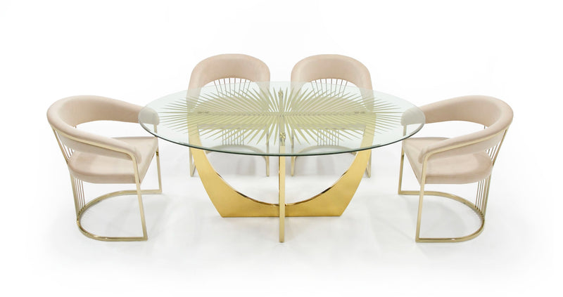 Chambers - Glass & Gold Dining Table — view 3