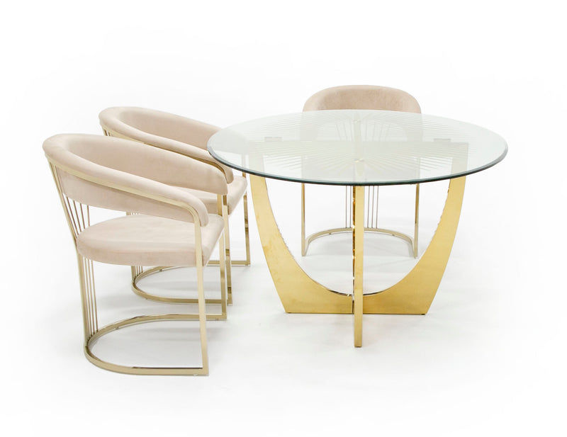 Chambers - Glass & Gold Dining Table — view 4