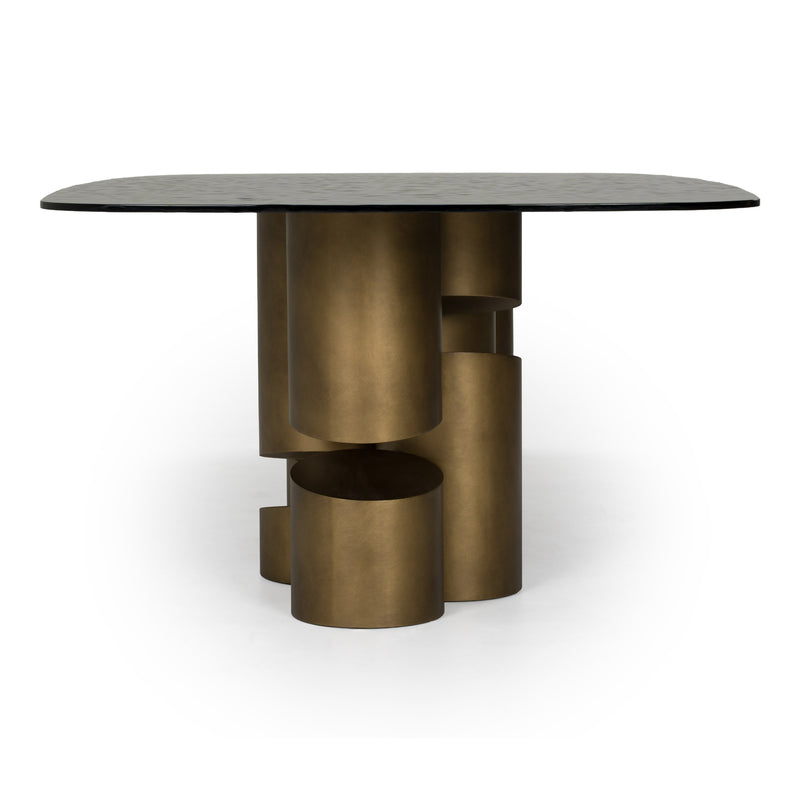 Chancery - Modern Dark Grey Glass + Antique Brass Dining Table — view 4