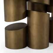 Chancery - Modern Dark Grey Glass + Antique Brass Dining Table — view 5