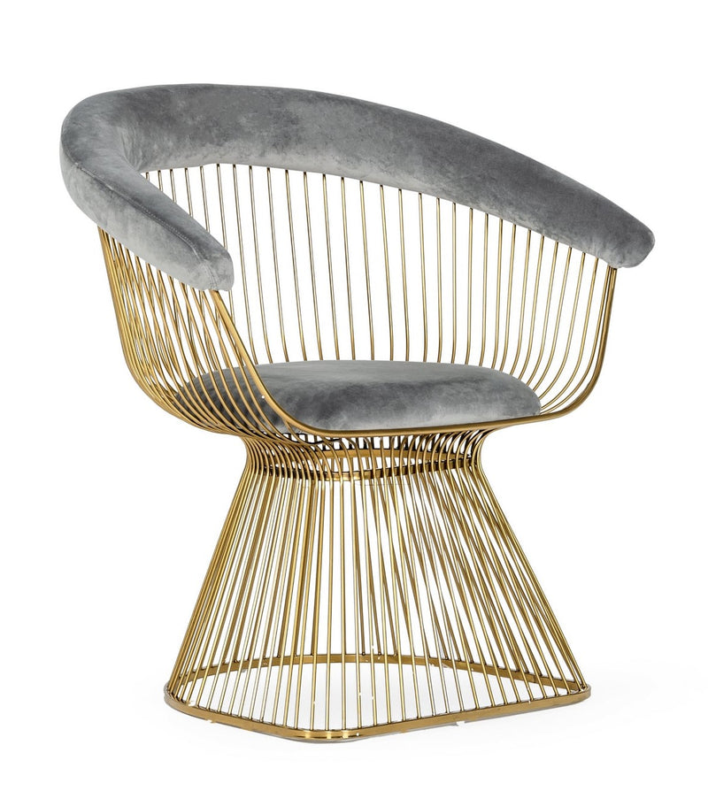 Chandler - Modern Grey Velvet & Gold Dining Chair — view 2