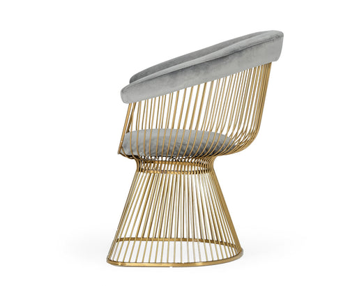 Chandler - Modern Grey Velvet & Gold Dining Chair