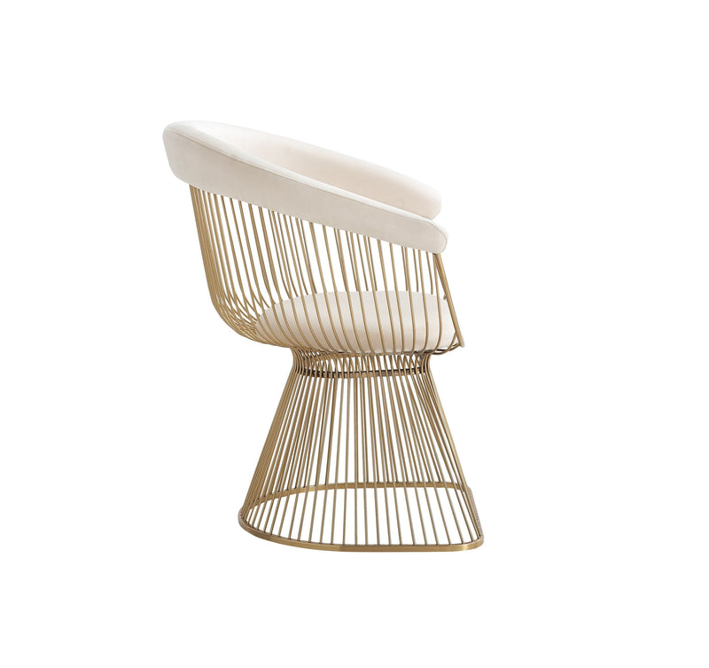 Chandler - Modern Beige Velvet & Gold Dining Chair — view 2