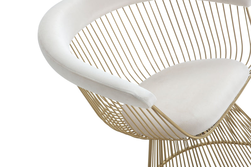 Chandler - Modern Beige Velvet & Gold Dining Chair — view 4