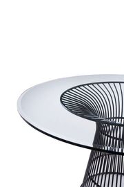 Chandler - Modern Round Glass & Black Stainless Steel Dining Table — view 2