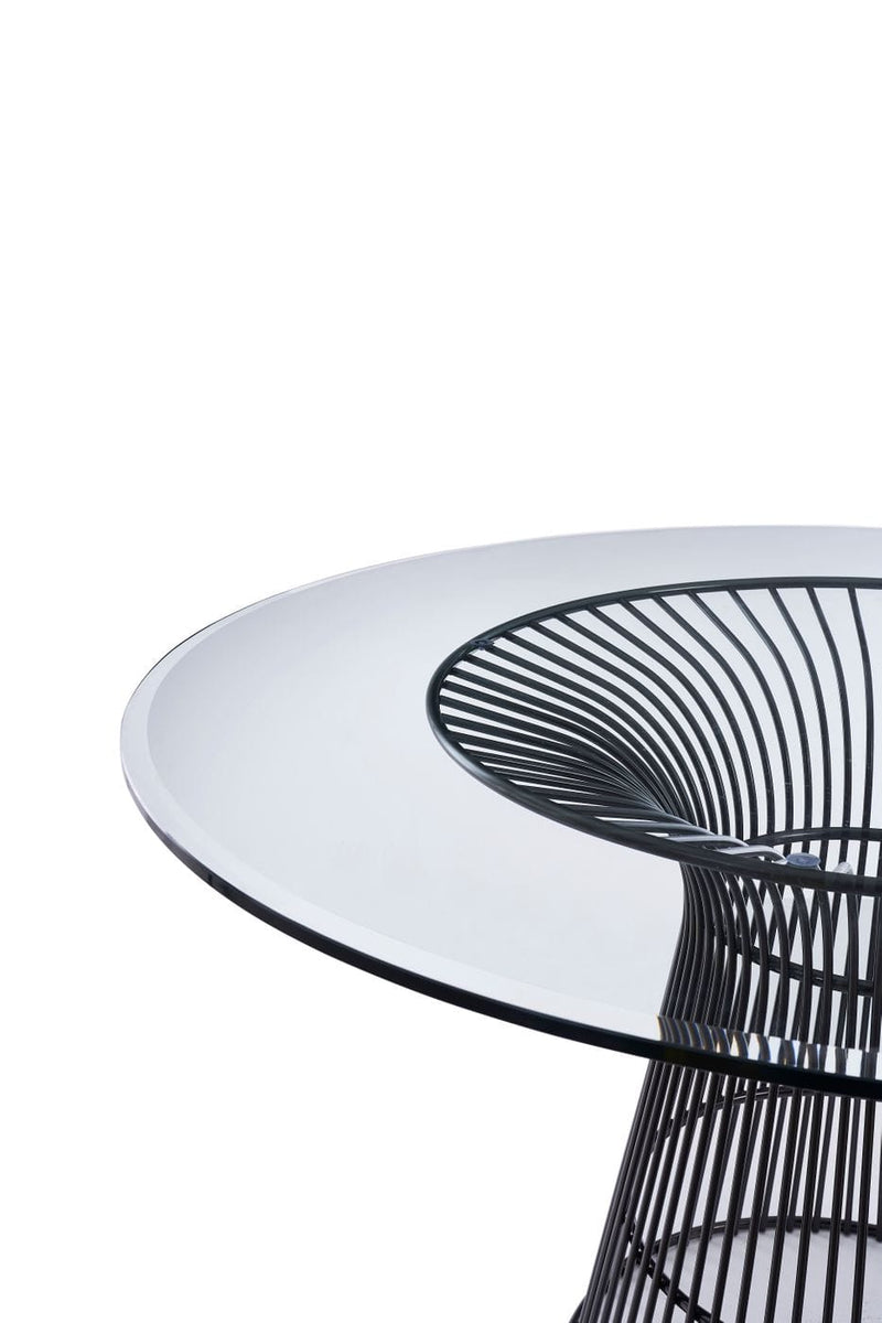 Chandler - Modern Round Glass & Black Stainless Steel Dining Table — view 2