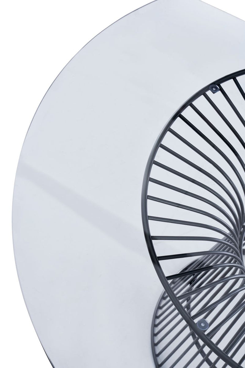 Chandler - Modern Round Glass & Black Stainless Steel Dining Table — view 3