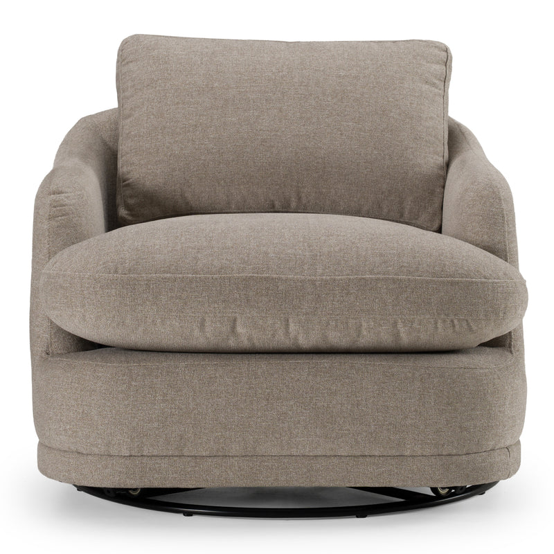Chantry - Modern Grey Sand Fabric Swivel Accent Chair — view 2