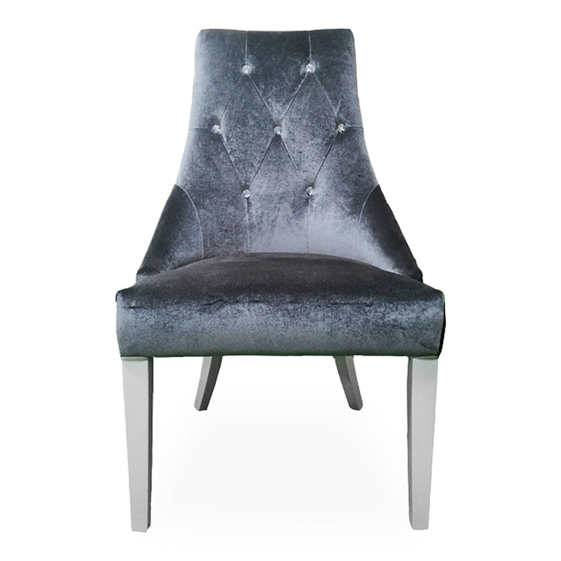 Charlotte - Grey Velour & White High Gloss Dining Chair (Set of 2) — view 4