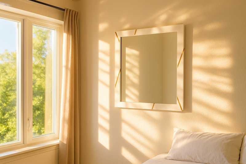 Nixa - Modern White & Gold Mirror — view 2