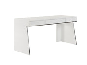Chelsey- Modern White and Stainless Steel Desk — view 2