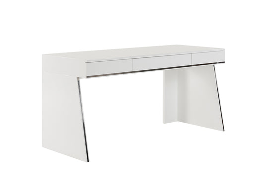 Chelsey- Modern White and Stainless Steel Desk — view 2