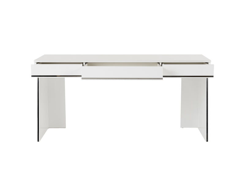 Chelsey- Modern White and Stainless Steel Desk — view 3