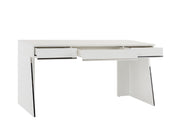 Chelsey- Modern White and Stainless Steel Desk — view 4