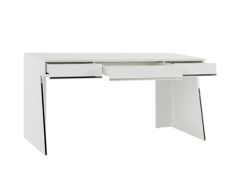 Chelsey- Modern White and Stainless Steel Desk — view 4