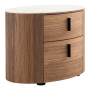 Hortman + Chelton - Modern Beige Velvet + Walnut 4-Piece Bedroom Set — view 5