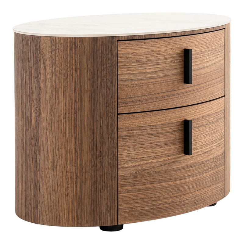 Hortman + Chelton - Modern Beige Velvet + Walnut 4-Piece Bedroom Set — view 5