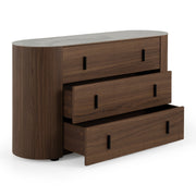 Chelton - Contemporary White Ceramic & Walnut 3-Drawer Dresser — view 2